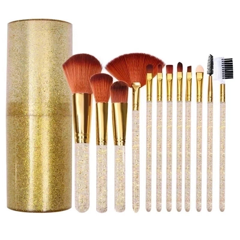 Lady Plastic Corrugated Nylon Wool Plastic Handle Makeup Brushes 1 Set