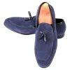 Mens Blue Suede Tassel Loafers Shoes