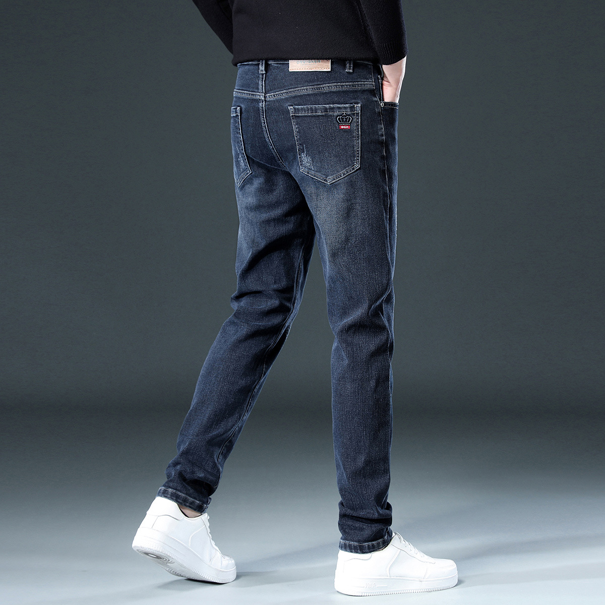 Greenacrs High-quality Jeans Men's Spring and Autumn New Fashion Slim Trousers Men's Simple Cotton Elastic Embroidered Straight Pants Boys
