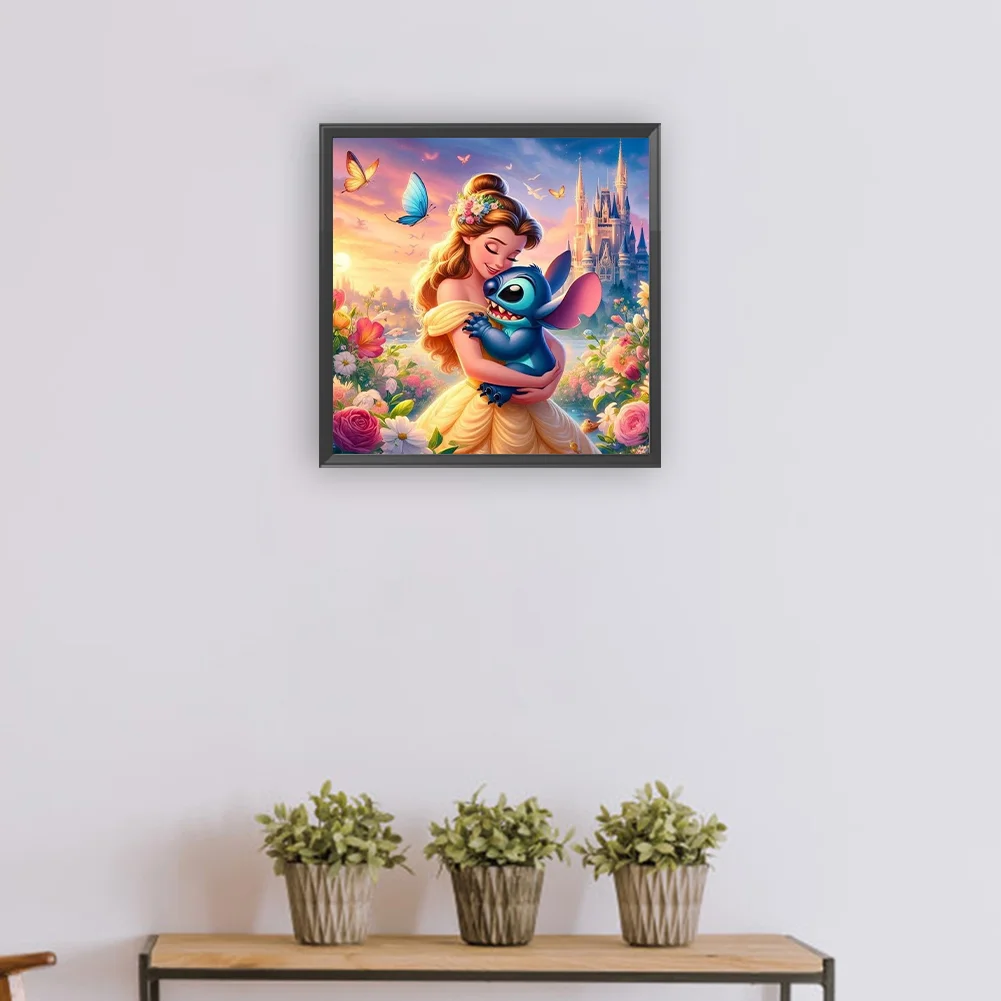 Diamond Painting - Full Round Drill - Stitch With Princess(Canvas|30*30cm)