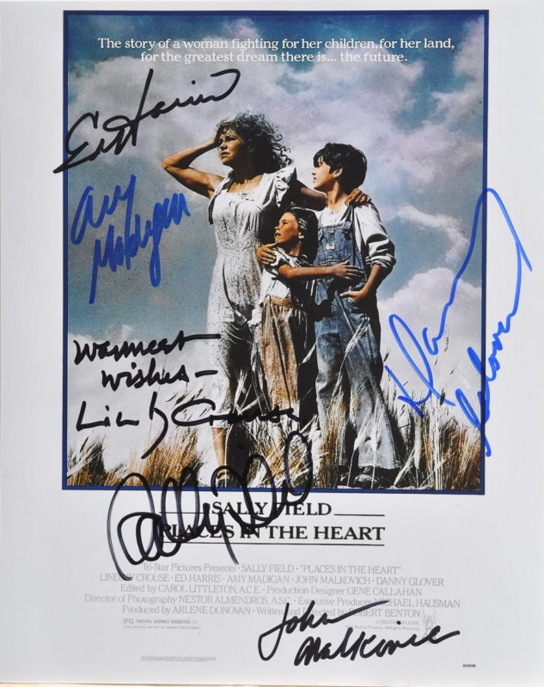 PLACES In The HEART CAST Signed Photo Poster painting X6 Sally Field, Amy Madigan, John Malcovich, Ed Harris, Danny Glover, Lindsay Crouse wcoa