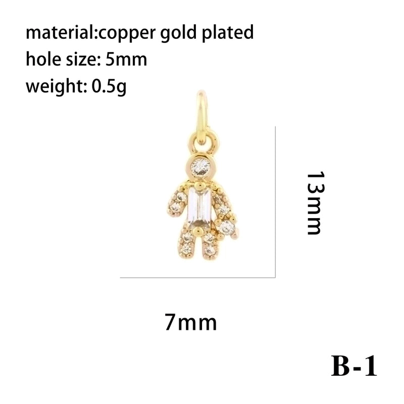 Ig Style Minimalist Angel Dolphin Crown Copper Plating Inlay Zircon 18k Gold Plated Charms