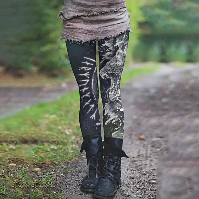 The Beast Under The Ocean And Adversary Of Thor Print Leggings