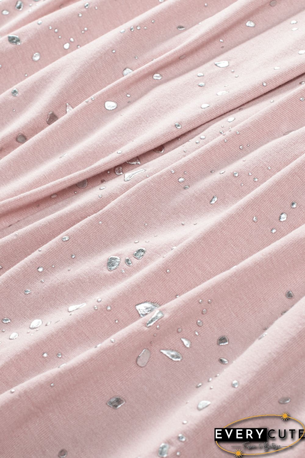 Pink Foil Splatter Drops Ruffled Flowy Tank