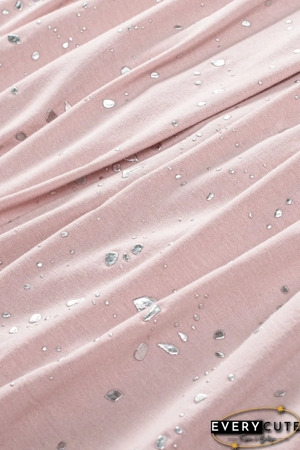 Pink Foil Splatter Drops Ruffled Flowy Tank