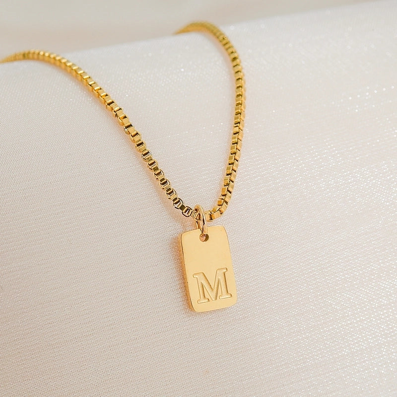 Minimalist Letter 304 Stainless Steel 18K Gold Plated Pendant Necklace