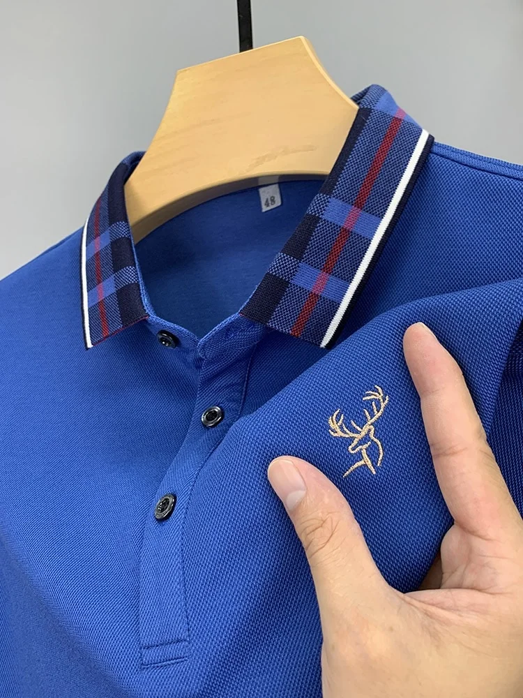 High quality mercerized cotton long sleeve t-shirt men's fashion embroidery polo shirt men's casual autumn new high-end top