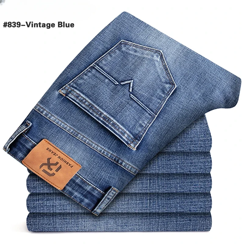 Pemral 2025 New Men's Stretch Regular Fit Jeans Business Casual Classic Style Fashion Denim Trousers Male Black Blue Gray Pants