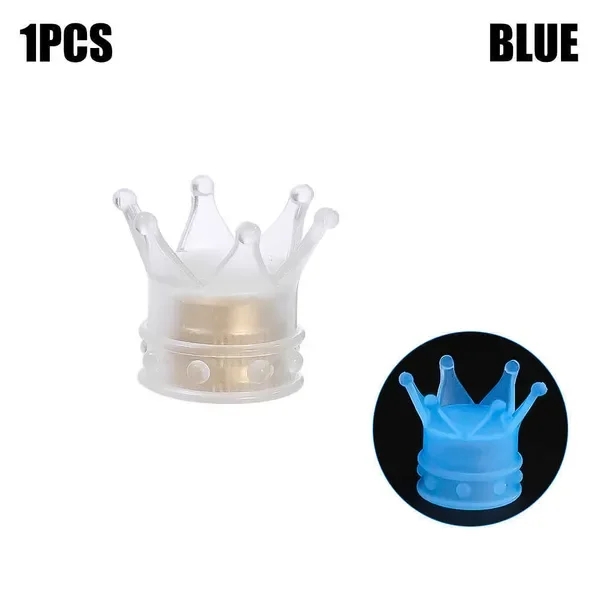 New 4/1PCS Luminous Crown Tire Vae for Car Motorcycle Bike Tyre Decorative Stem Caps Dust-proof Covers Fluorescen Cap