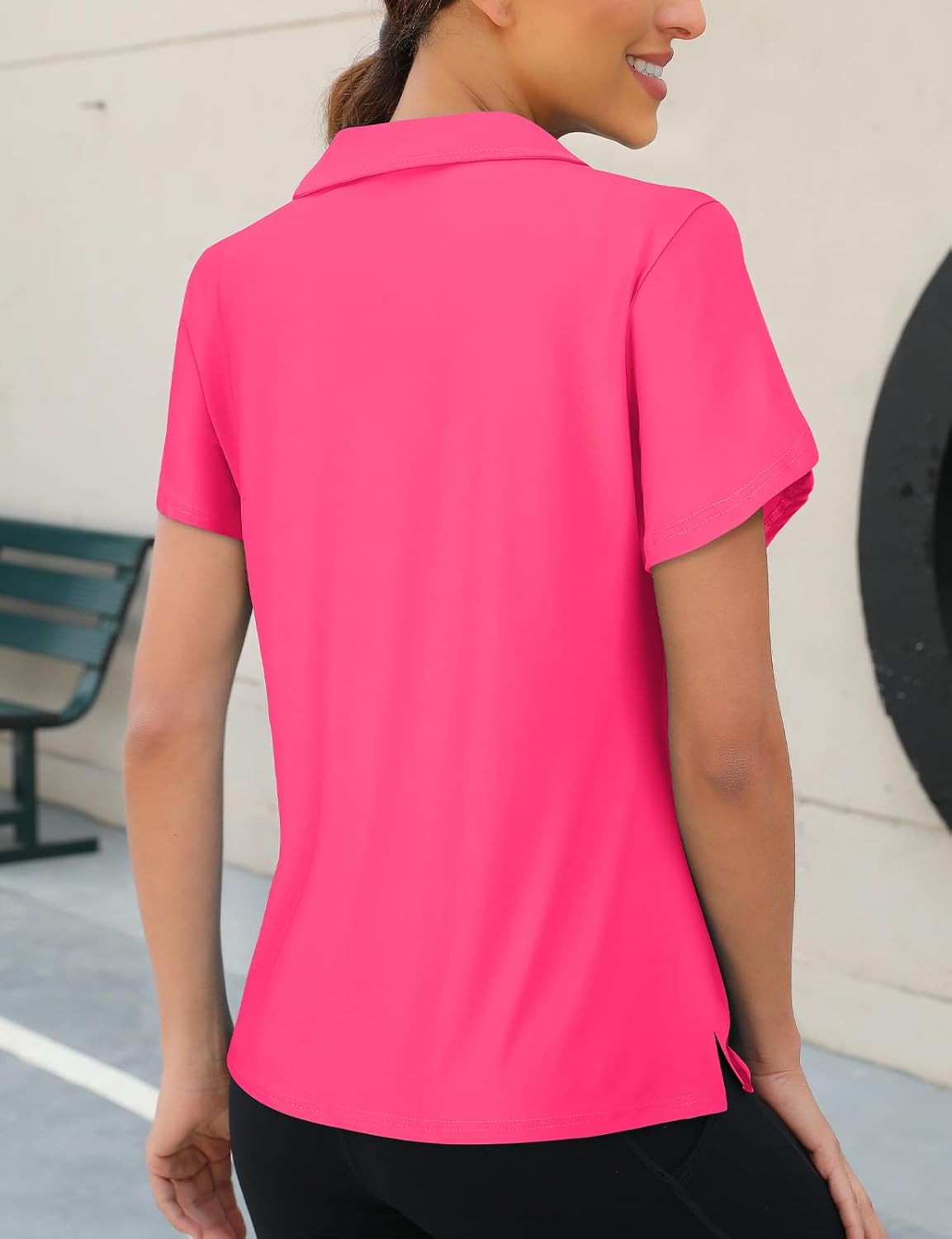 Womens Golf Polo Shirts 1/4 Zip Up Overlap Short Sleeve Quick Dry Workout Tops