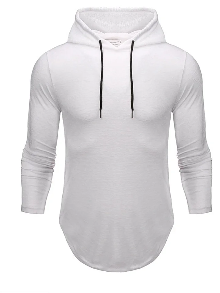 The New Men's Fashion Solid Color Hoodie with Cap Casual Long-sleeved Four Seasons Paragraph Large Size Men's T-shirt M L XL 2XL-Cosfine