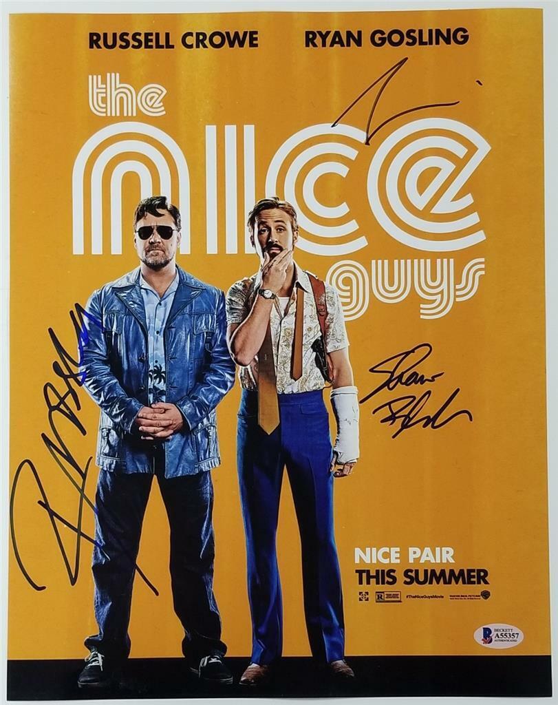 The Nice Guys cast signed 11x14 Photo Poster painting Crowe Gosling Black ~ Beckett BAS COA