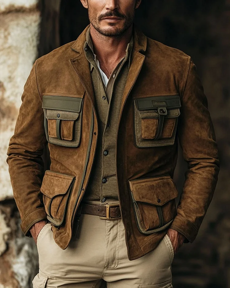Men’s Vintage Suede Long Sleeve Jacket