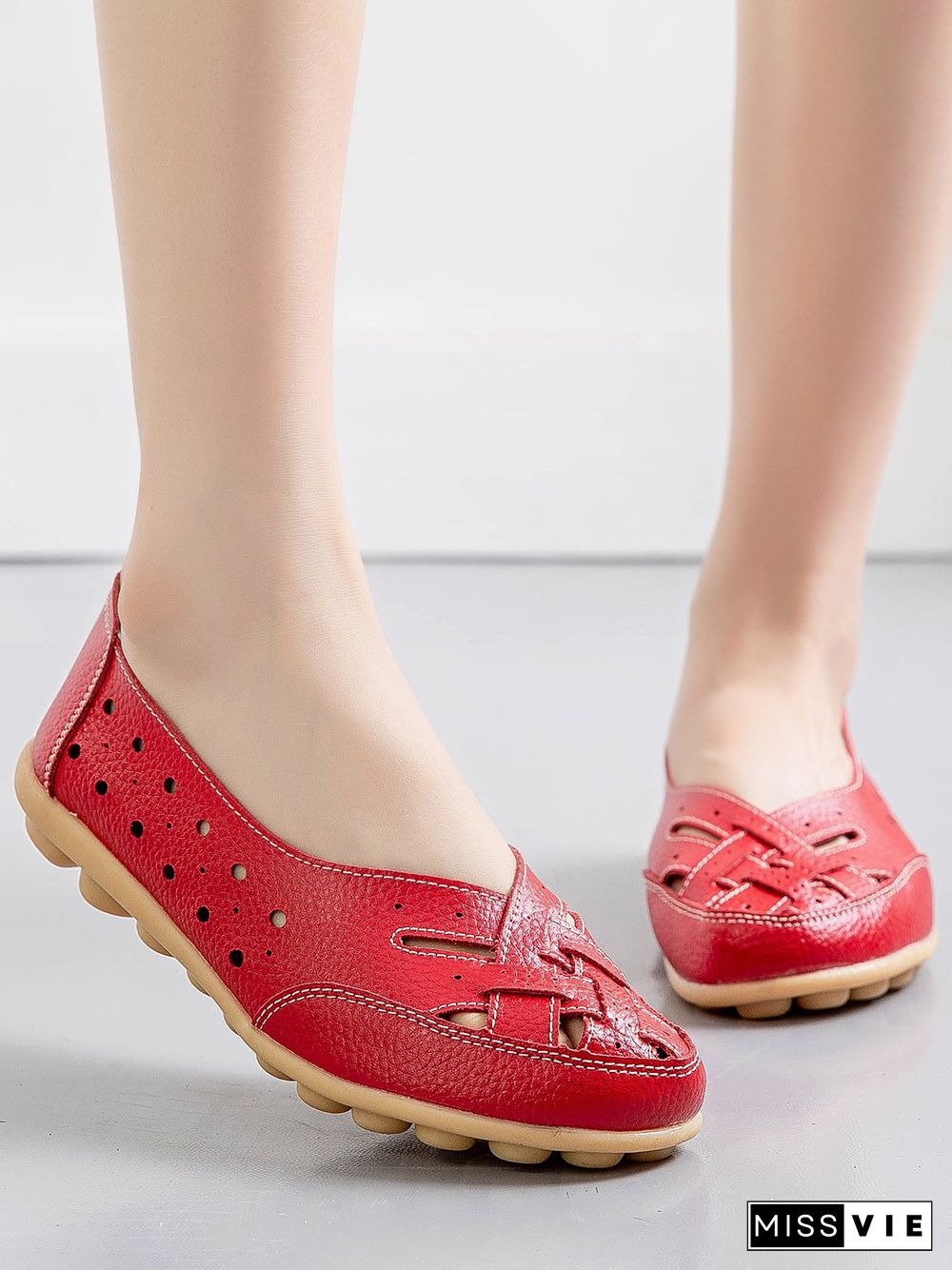 Hollow Leather Soft Sole Shoes