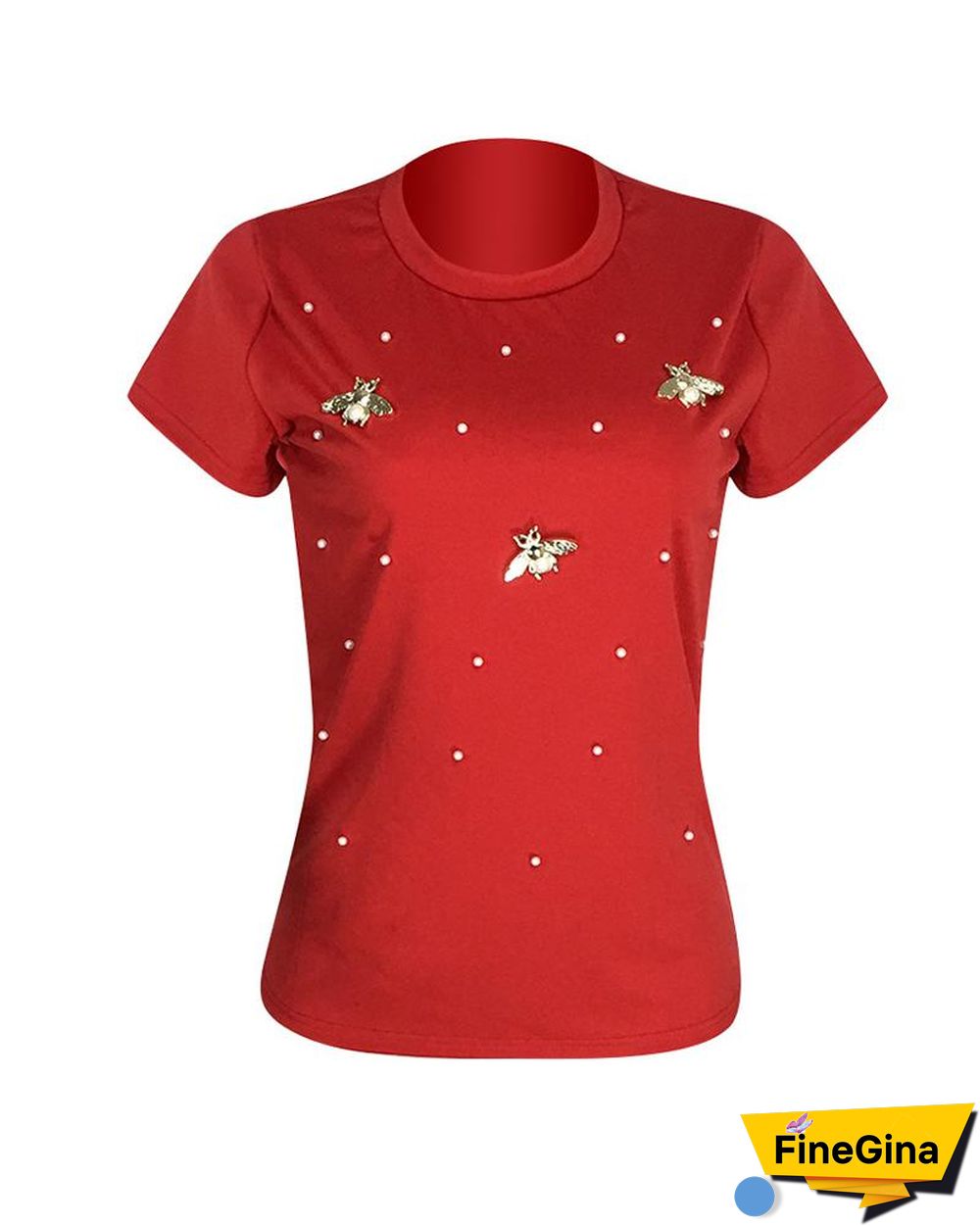 Beaded Detail Short Sleeve T-Shirt P10177