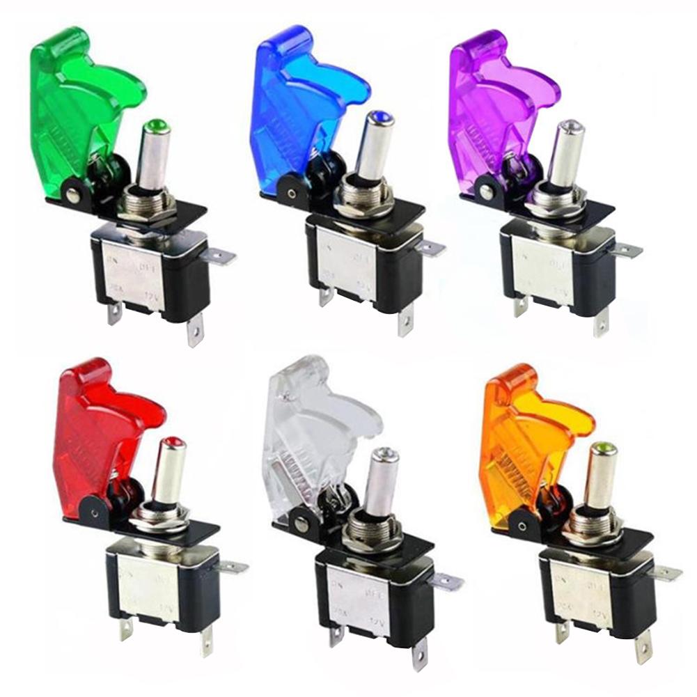 

12V Car Illuminated LED Toggle Switch Control ON/OFF+Aircraft Missile Cover, Green, 501 Original