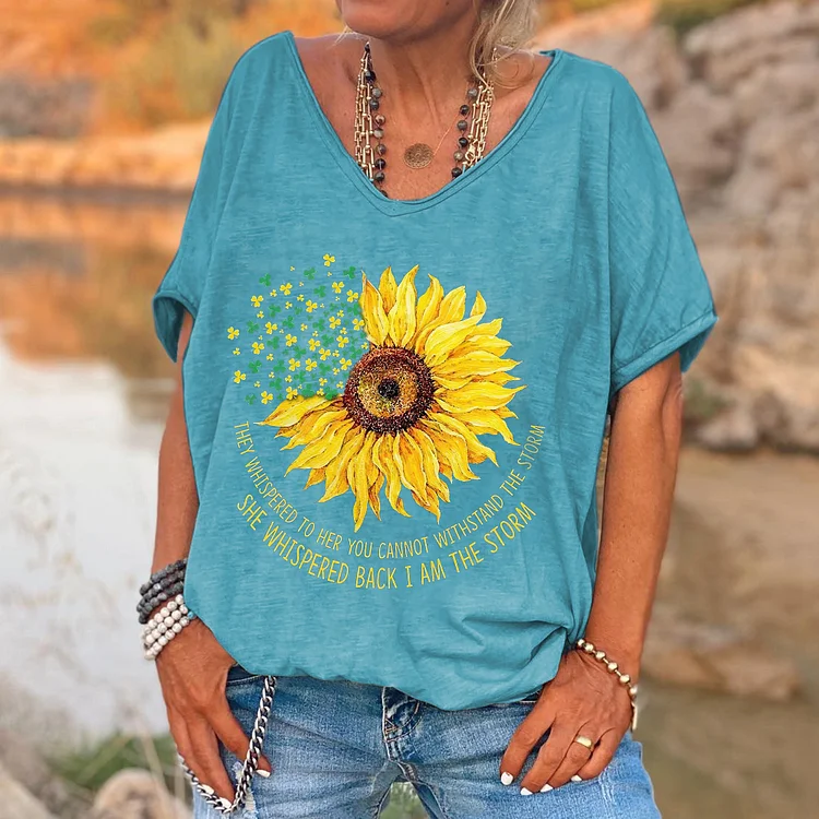 They Whispered To Her You Cannot Withstand The Storm Printed V-neck Women's T-shirt