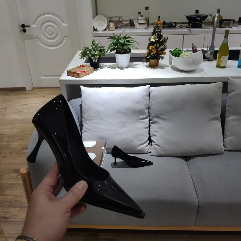 2022 NEW Women's Shoes LEATHER Woman High Heels Pointed Toe Women Pumps For Fashion Office Lady Slip On Sock Free White Black