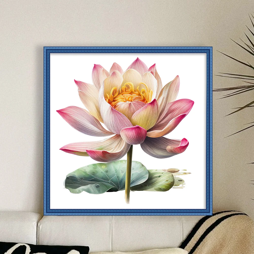 DIY Stamped Cross Stitch 11CT Full Embroidery 40*40cm - Lotus