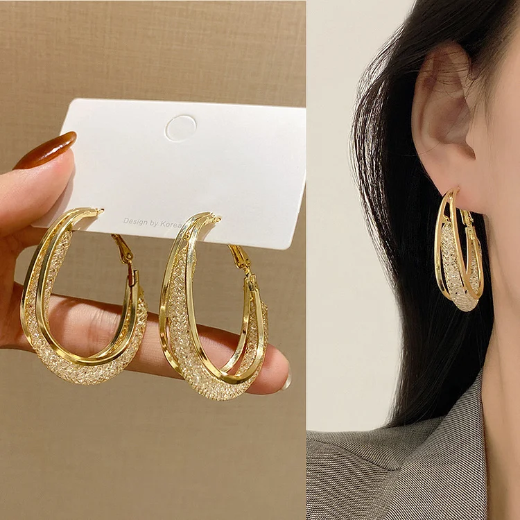 Fashion Gold Oval Earrings-Free shipping