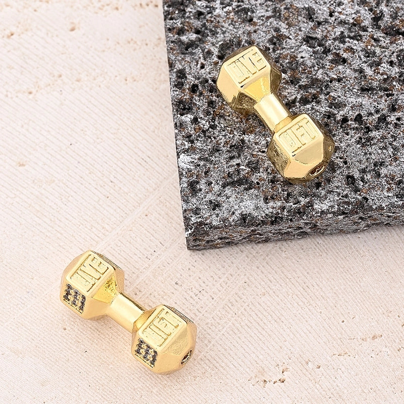 DIY Handmade Ornament Scattered Beads Micro Inlaid Zircon Light Gold Barbell Beads