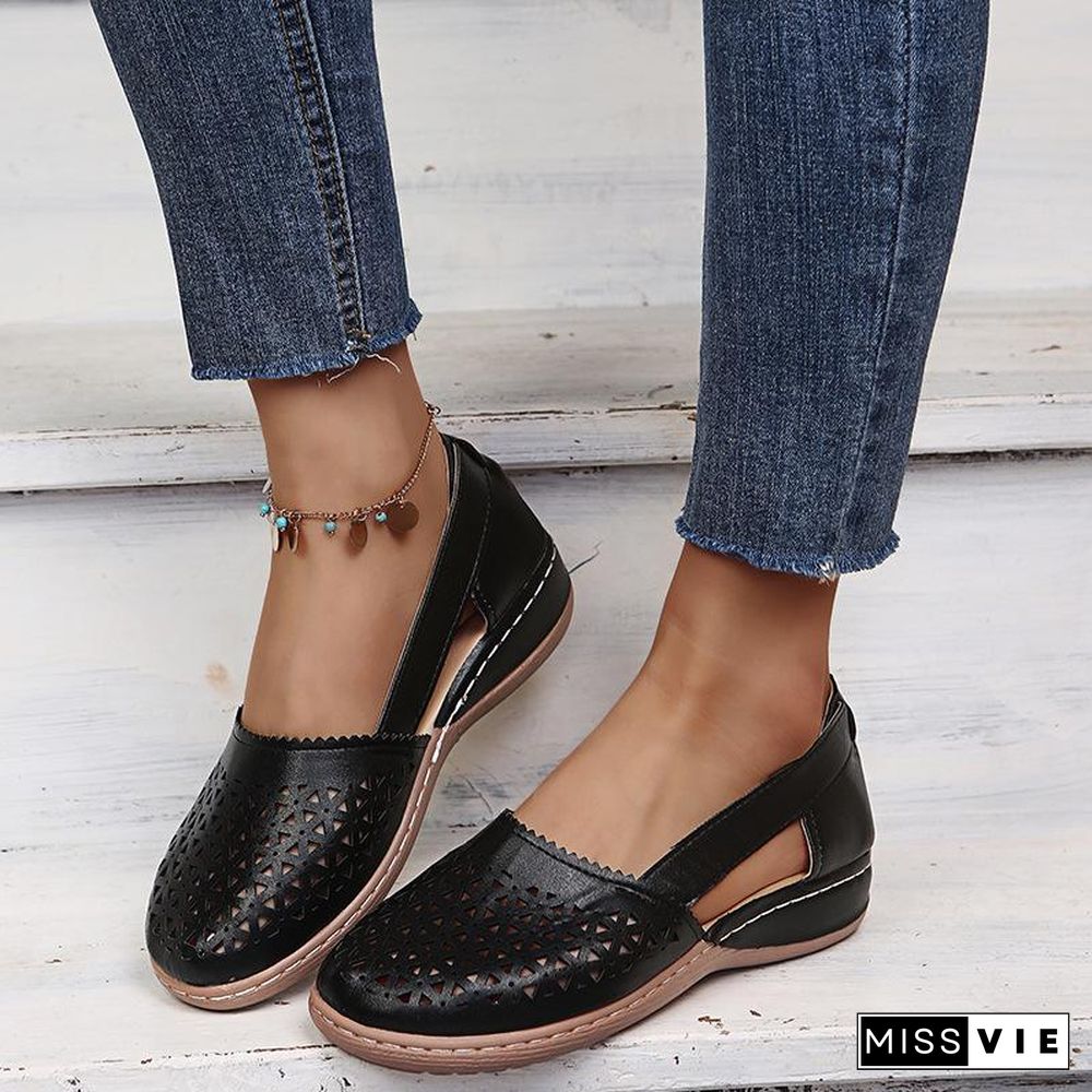 Hollow Pure Color Women Sandals