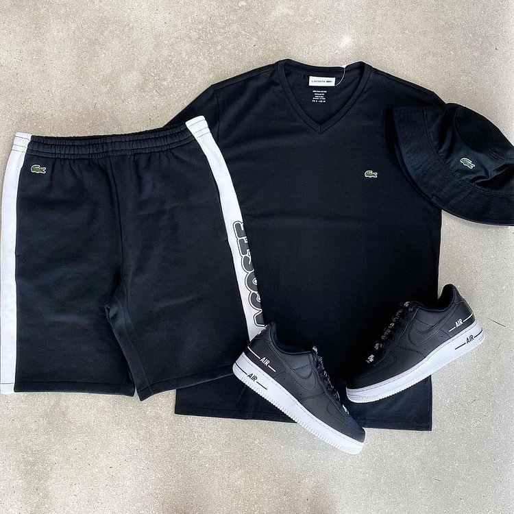 Black fashion crocodile print short sleeve Shorts Set