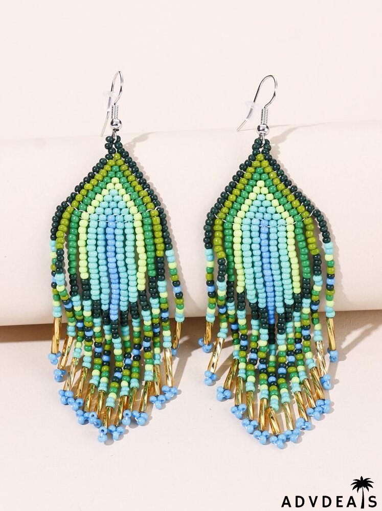 Bead Tassel Drop Earrings