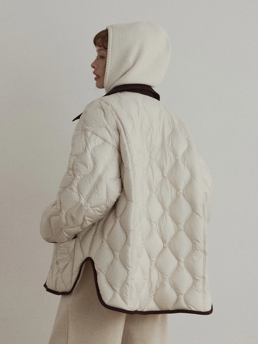 Toloer [Daihe] New Winter Leisure Lapel 90 White Duck Velvet Ultra Light Seam Color Jacket Down Jacket V5669-Outfit Ideas