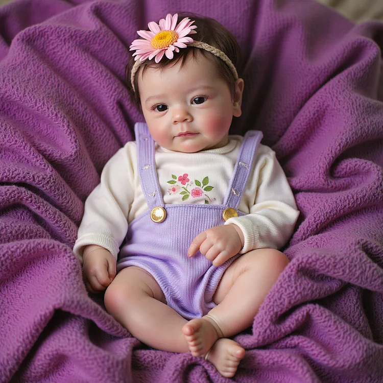 18" Real Lifelike Cute Awake Reborn Newborn Doll Named Sylven with Brown Hair：Realistic Reborn Baby Dolls By Rsgdolls®