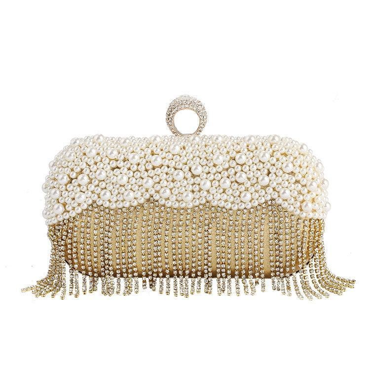Bead&rhinestone fringe handbag