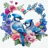 Flowers And Animals Couple Blue Jay-Full Embroidery 3 Strands 11CT Stamped Cross Stitch-40*40CM
