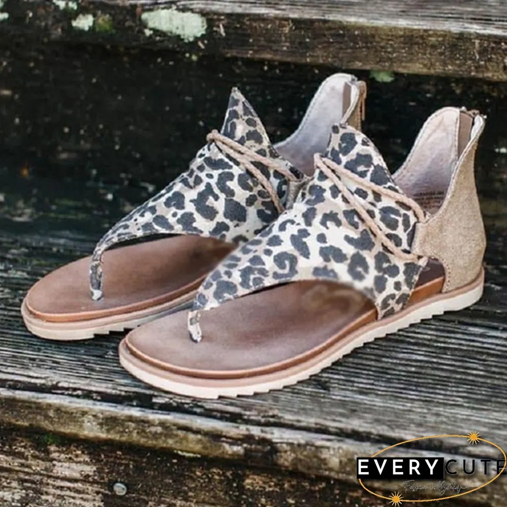 Spring and Summer Women's Fashion Casual Roman Flat Back Zipper Women Sandals