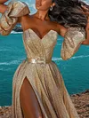 Shiny Bandeau Evening Maxi Dress