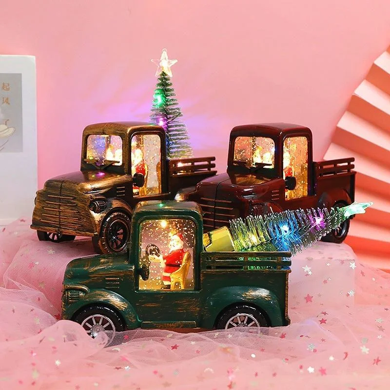 Santa Claus With Water Injection Tractor Wind Lamp Decorations、、sdecorshop