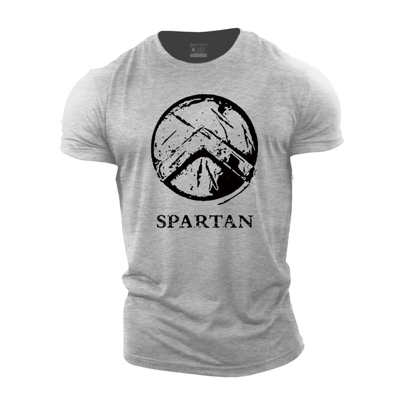 Cotton Spartan Shield Graphic Gym T-shirts tacday