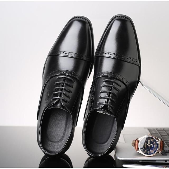 Men's Fall Business Daily Oxfords PU Breathable Height-increasing Wear Proof Black / Brown
