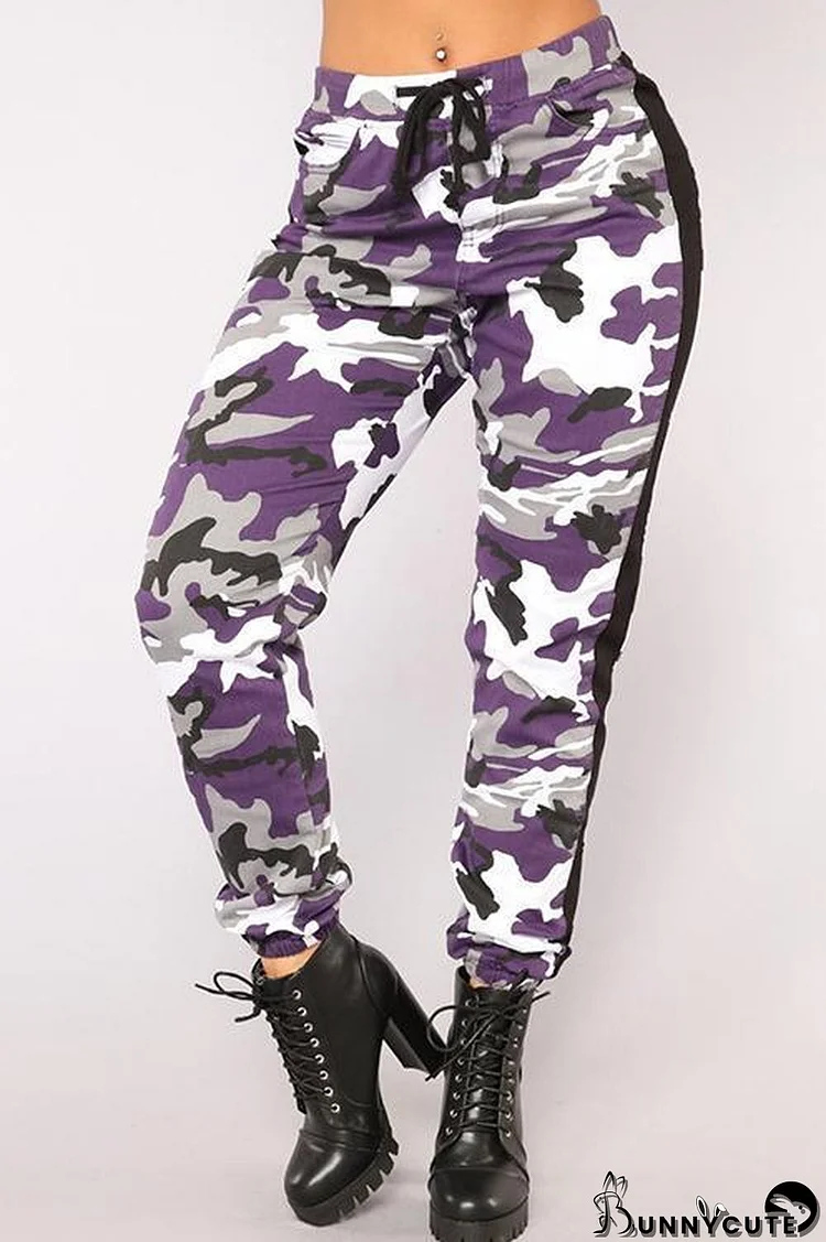 Camouflage Printed Tight-fitting Slacks