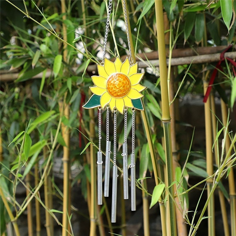 Tegooe Sunflower Metal Wind Chimes for Windows Garden Decor - OutdoorIndoor Hanging Ornament Tegooe