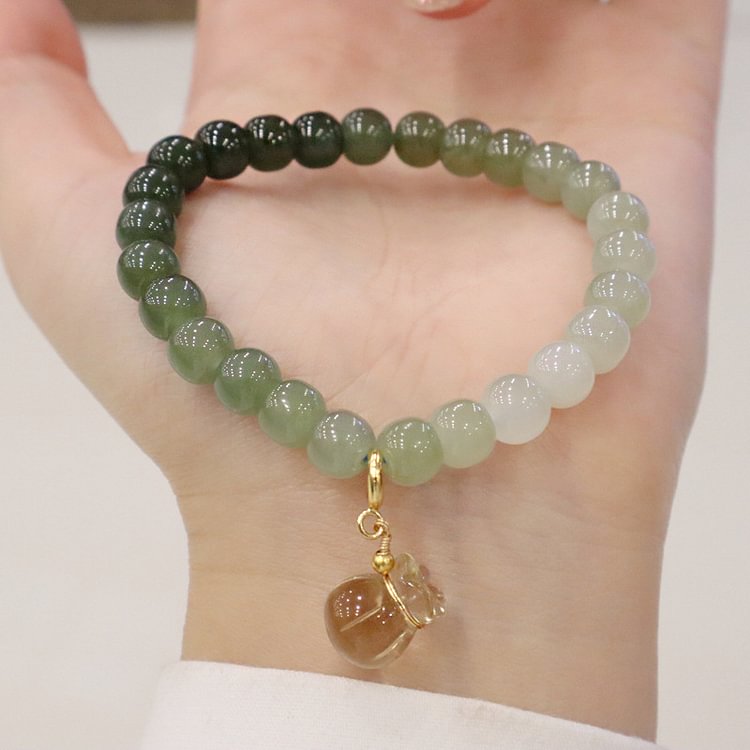 Gradient Jade Money Bag Pendant Bracelet KERENTILA