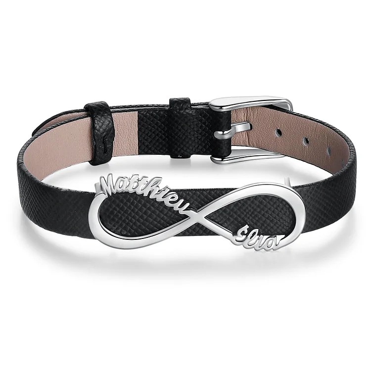 Infinity Leather Bracelet 2 Pulsera de hombre con nombre personalizado infinito