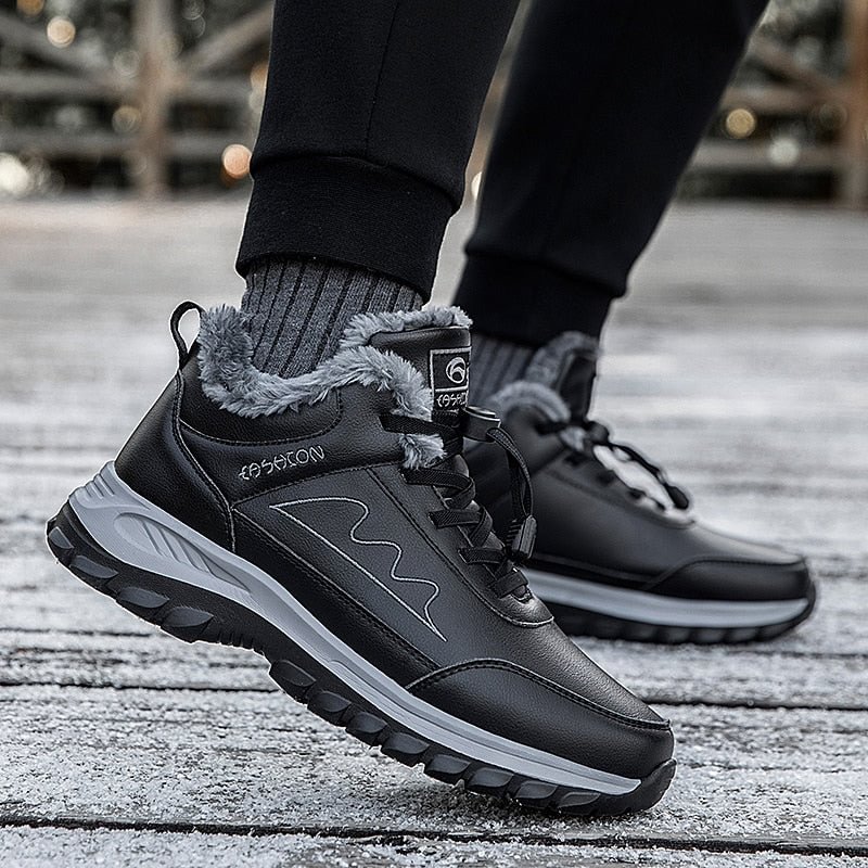 2021 Winter Women Men Warm Sneakers Outdoor Waterproof Black Casual Leather Rainproof Anti-snow Flat Shoes Male Ankle Snow Boots