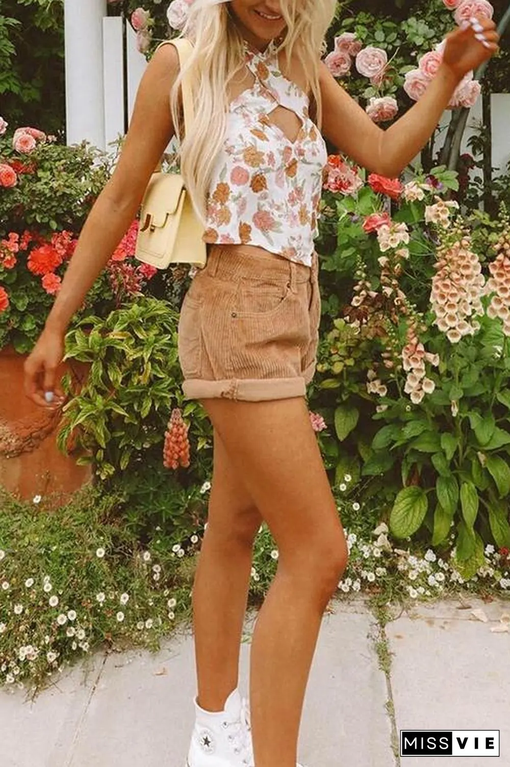 Corduroy High Waist Shorts