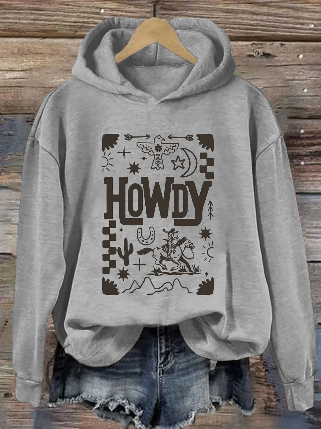 Howdy Cowboy Retro Floral Western Hoodie