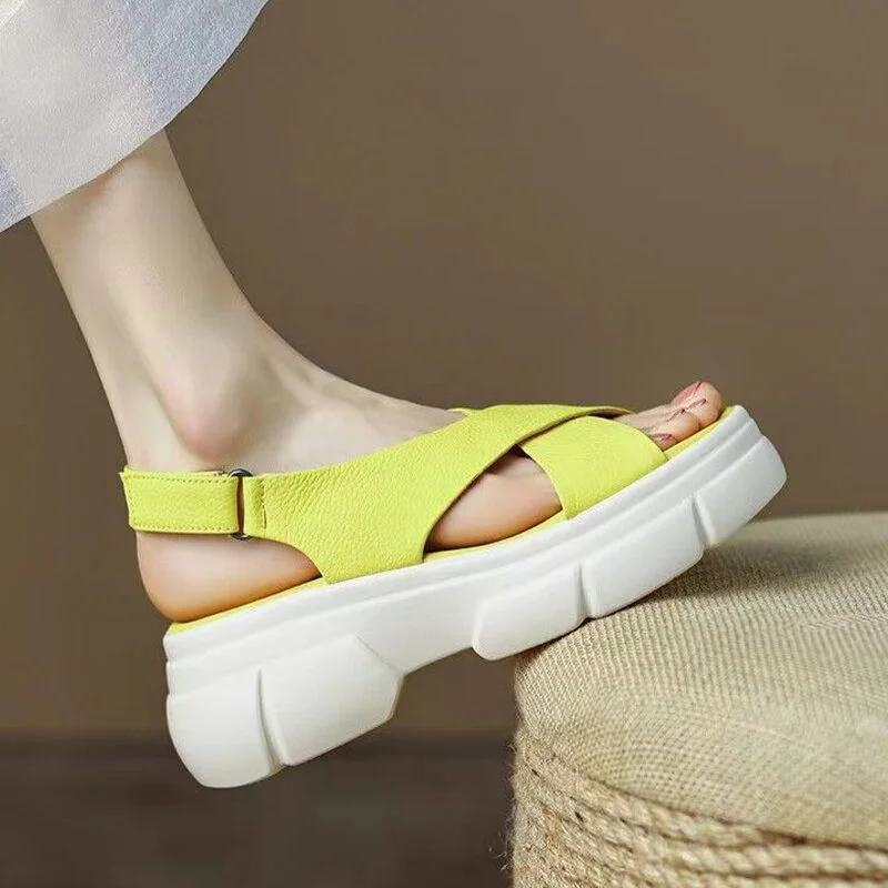 Qjong Summer Women Shoes Flats Sport Sandals 2022 Autumn New Fashion Platform Slippers Ladies Causal Walking Shoes Beach Dress Slides