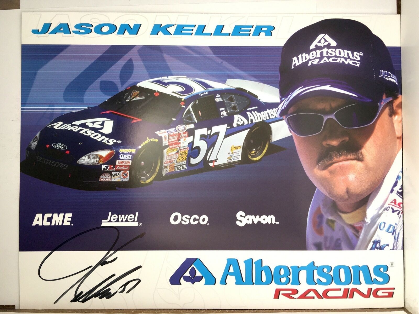 Jason Keller Signed 8.5x11 Photo Poster painting Promo Hero Card Postcard NASCAR  SHIP Auto