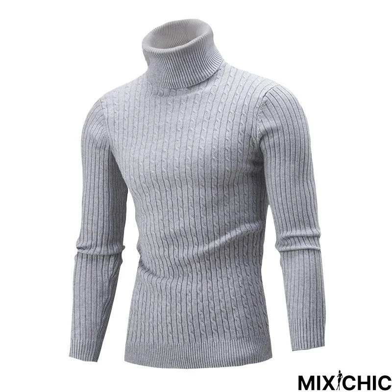 Twist Bottomed Sweater High Neck Sweater Male