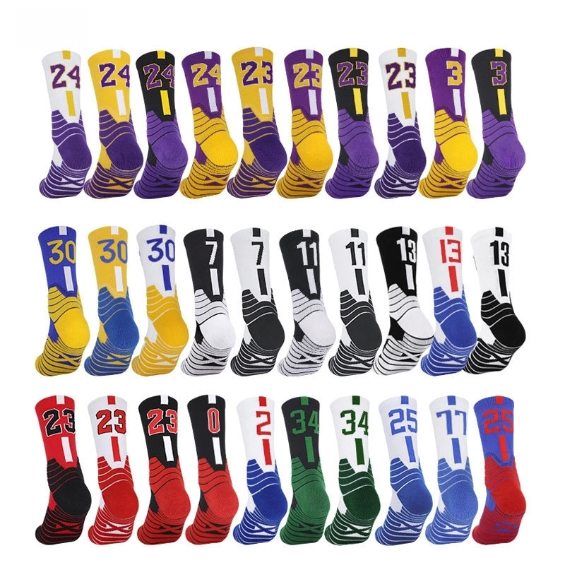 Curry Professional Basketball Socks Men's High-top Breathable Combat Socks Training Mid-calf Socks Non-slip Sports Socks Men's