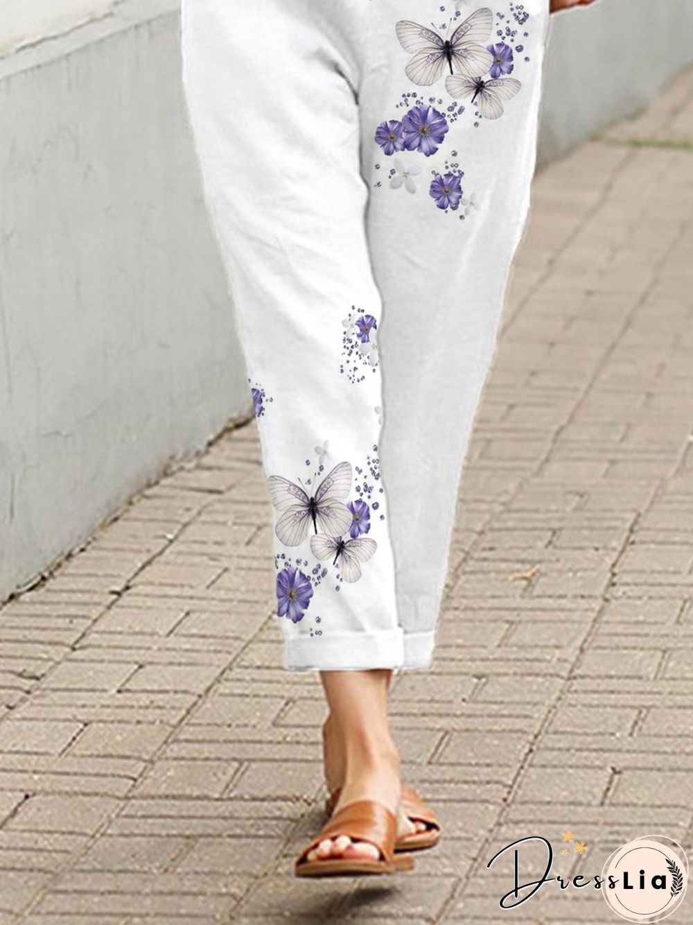 Butterfly Pockets Loose Casual Elastic Waist Pants