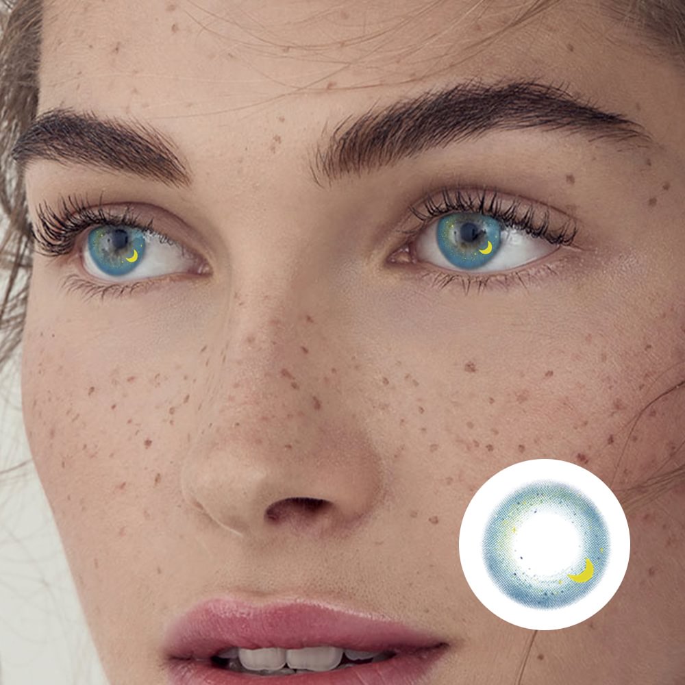 NEBULALENS Water Ice Moon Blue Yearly Prescription Colored Contact Lenses NEBULALENS
